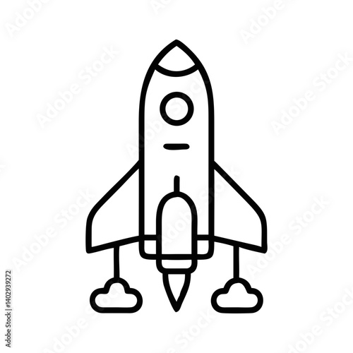 Rocket Silhouette Launching into Space  