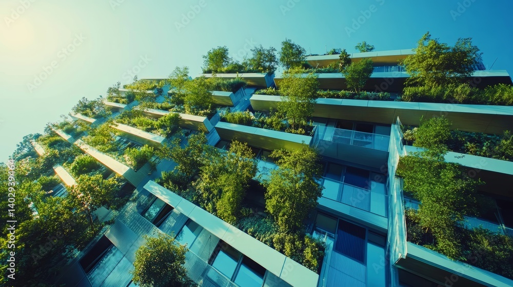 Eco friendly building with sky gardens green architecture sustainable design modern building