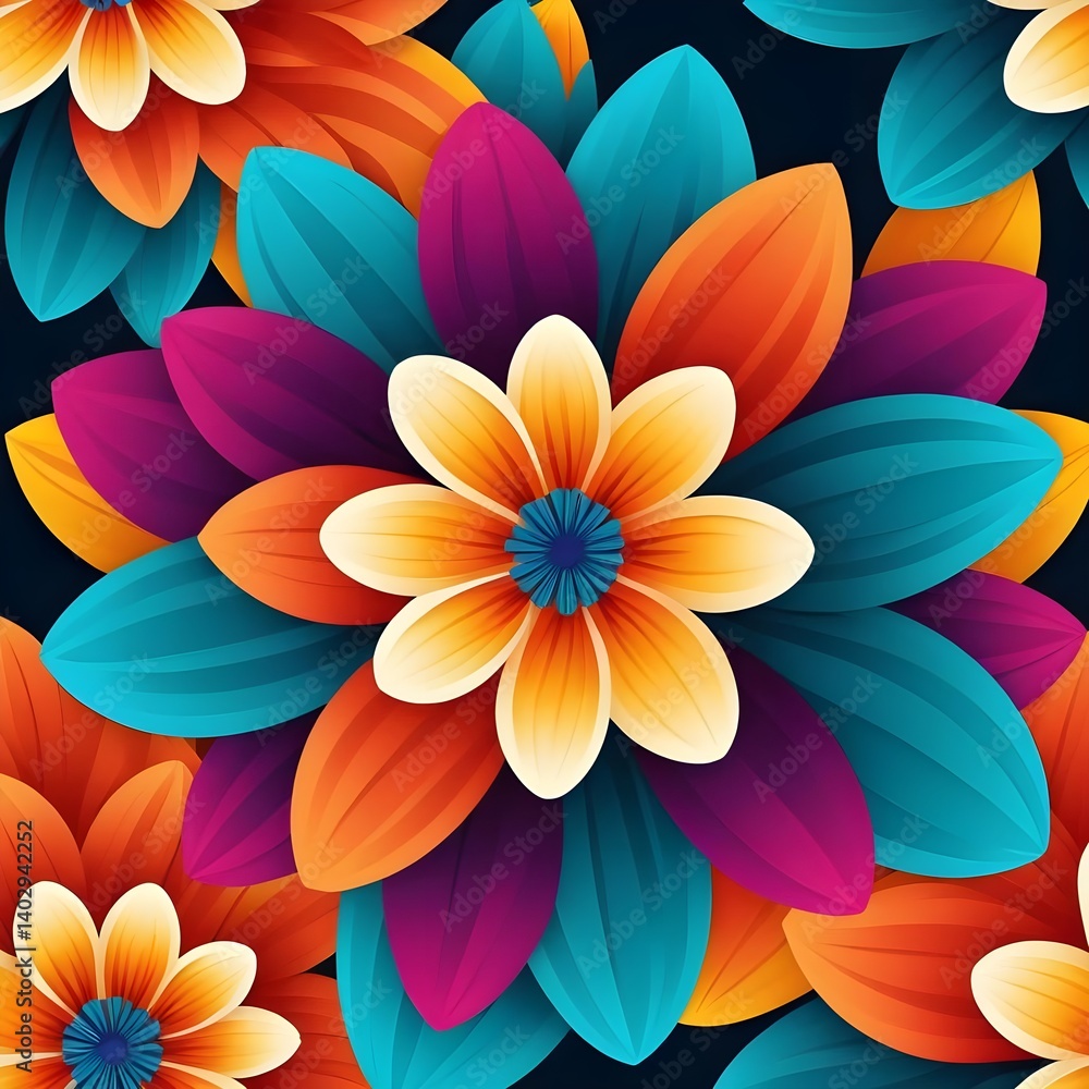 Obraz premium Vibrant Colorful Floral Design