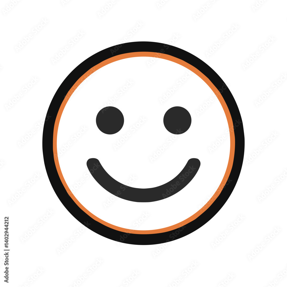 Simple Smiley Face Icon in Black and Orange Colors Simple Smiley Face Icon in Black and Orange Colors