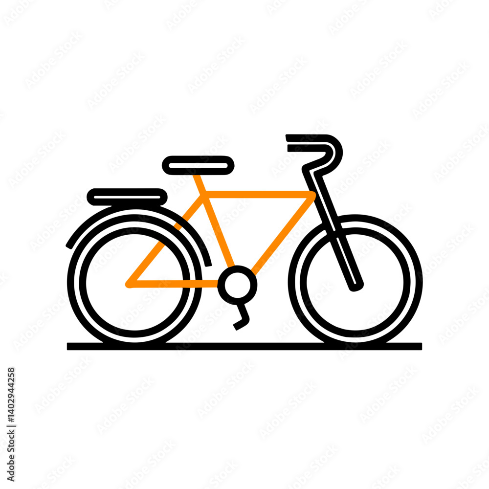 Fototapeta premium Simple Line Bike Icon in Black and Orange 