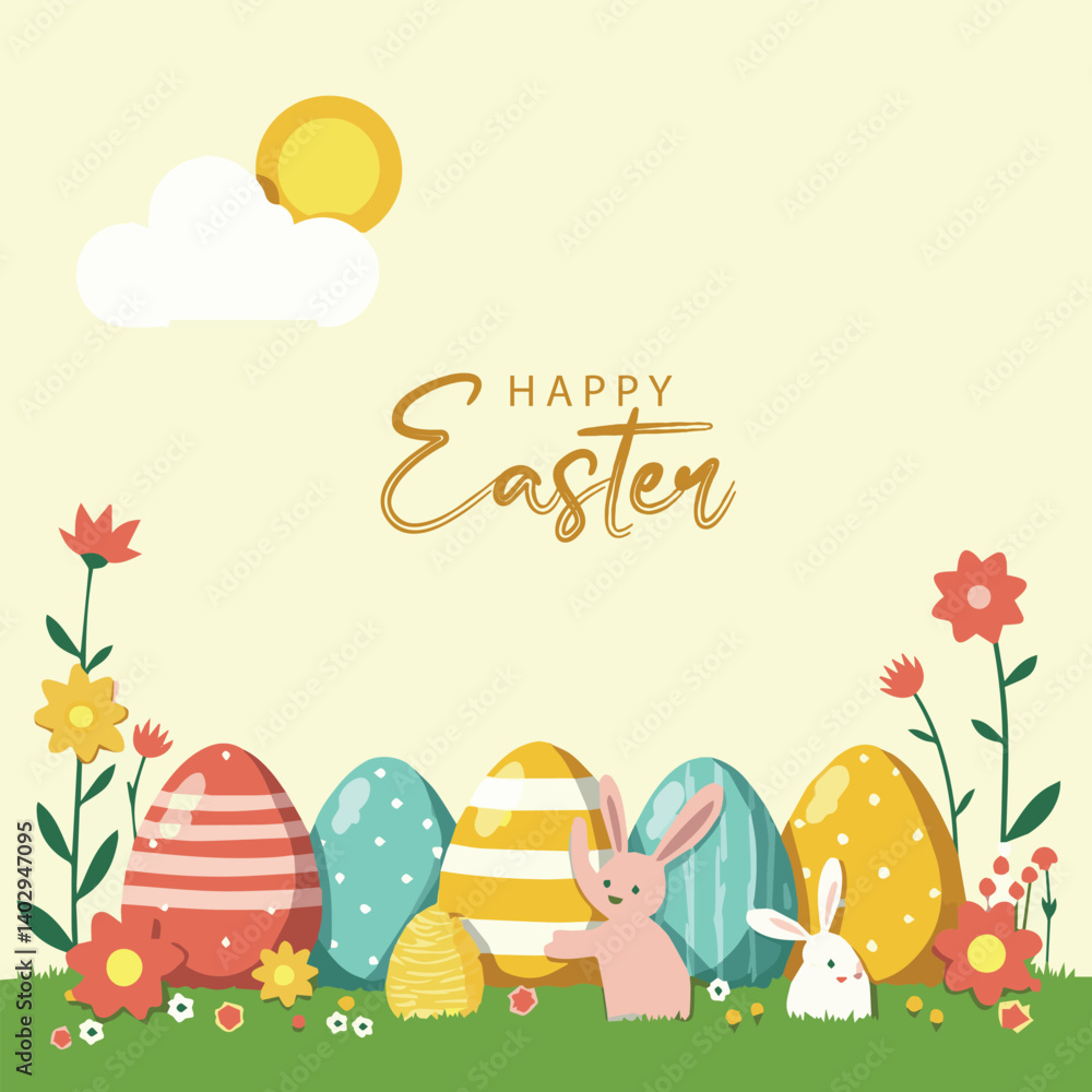 Happy Easter sunday post design Happy Easter sunday post design