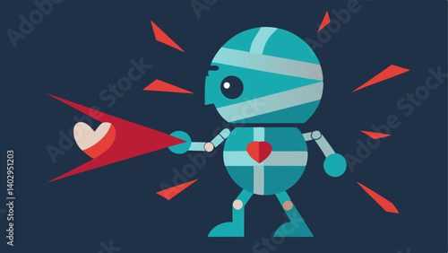 Repairing Tissue An illustration of a nanobot patching a torn area of tissue complete with visual lines and glowing effects to signify healing.