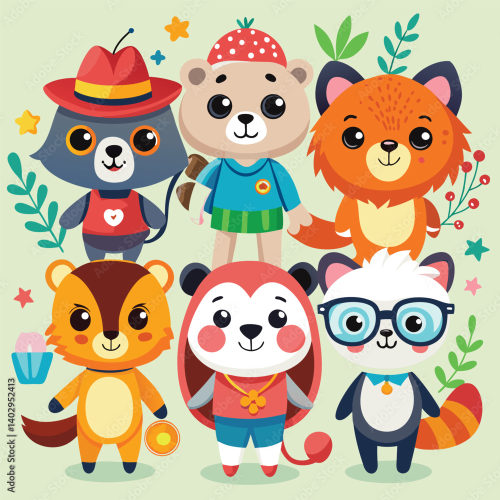 Fototapeta premium set of cartoon animals