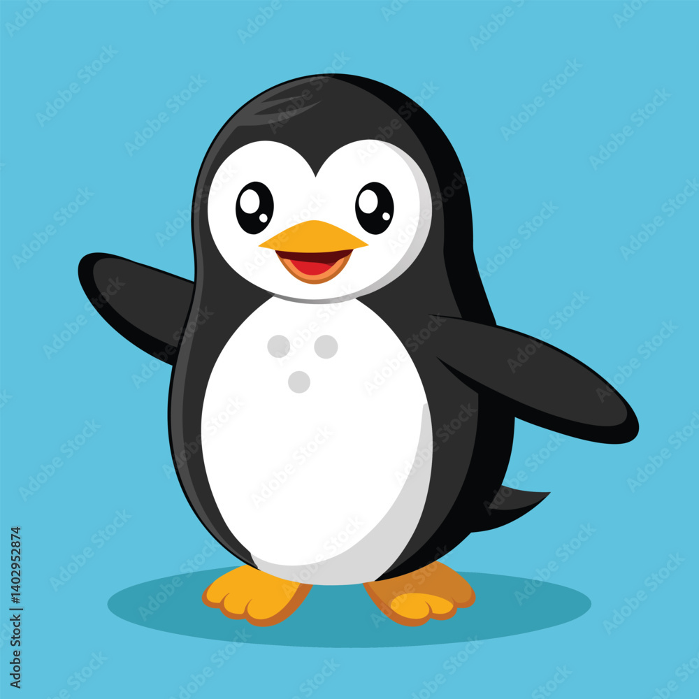 Obraz premium Penguin flat vector illustration