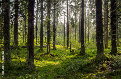 Mossy forest in the morning