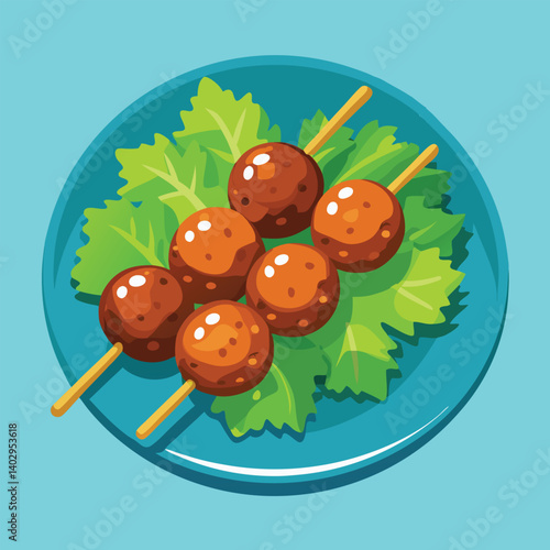 Grilled bakso food of Indonesia