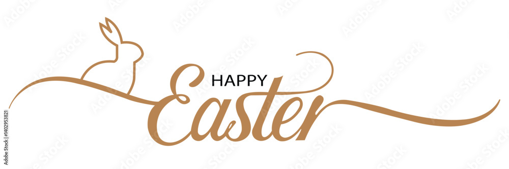 Obraz premium Happy Easter Bunny Calligraphy Design,Elegant Easter Text with Rabbit,Easter Celebration Calligraphy with Bunny,Stylish Happy Easter Script Design.