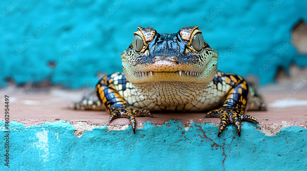 Fototapeta premium Close-up of a captivating baby alligator.