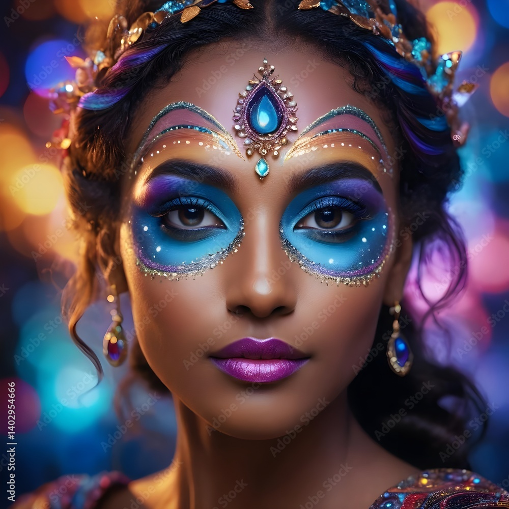 Mystical Beauty Portrait of a Woman with Celestial Makeup Mystical Beauty Portrait of a Woman with Celestial Makeup