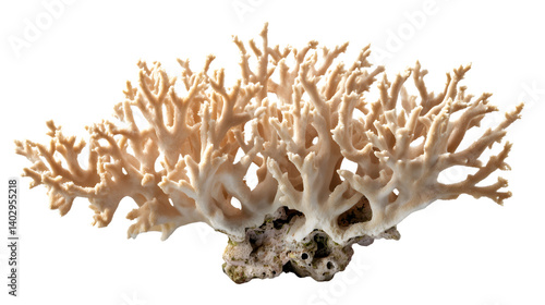 Vibrant Coral Fragment on Transparent Background for Creative Design Projects