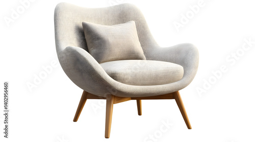 Scandinavian Armchair with Fabric Cushion in Modern Interior Setting for Design Inspiration