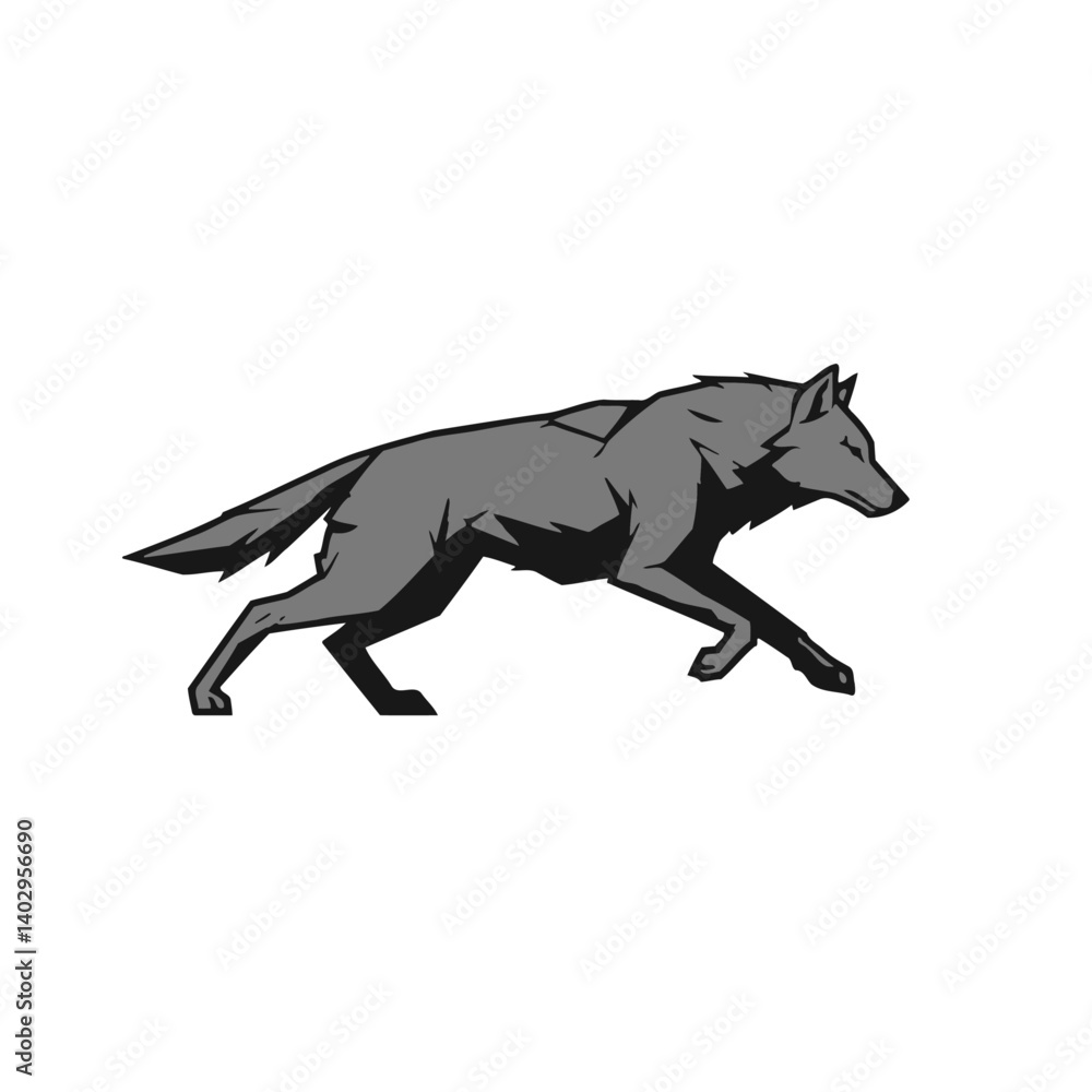Fototapeta premium Wolf running silhouette