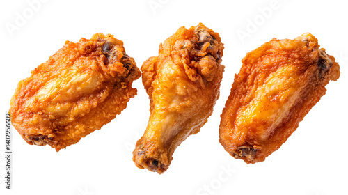 Delicious Crispy Fried Chicken Wings on Transparent Background for Culinary Designs