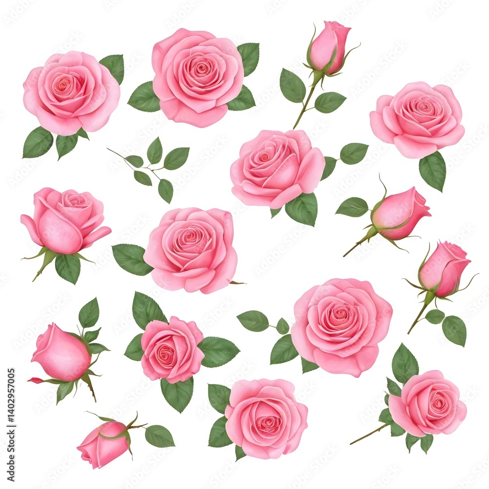 Naklejka premium Pink Roses Collection
