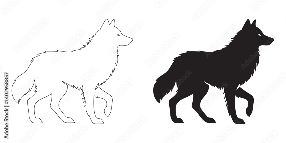 Artistic wolf silhouette with modern vector lines – ideal for digital artwork and branding – wolf icon – wolf illustration – wolf lineart
Artistic wolf silhouette with modern vector lines – ideal for digital artwork and branding – wolf icon – wolf illustration – wolf lineart