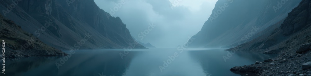 Soft gray mist ascends from a mysterious dark pool , vapor, abstract watercolor background