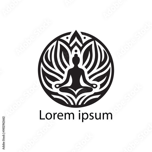 Yoga silhouette vector logo illustration sign isolated on white background.