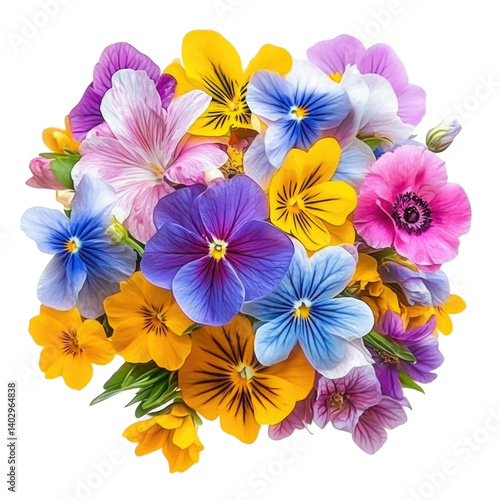 Colorful Spring Bouquet on transparent background
