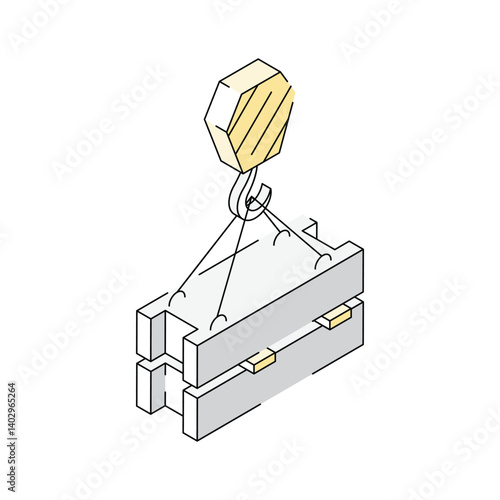 Get your hands on this isometric icon of crane hoist
