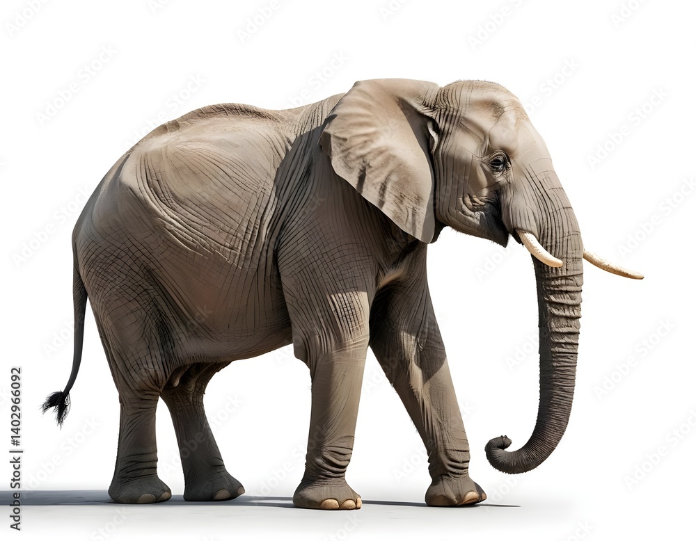 Fototapeta premium African Elephant Isolated on White Background
