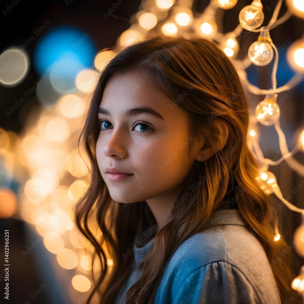 Girl with Fairy Lights Girl with Fairy Lights