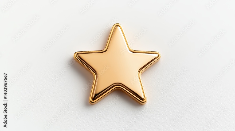 Closeup view of a shiny star-shaped decorative pin featuring clean lines on a crisp white background Closeup view of a shiny star-shaped decorative pin featuring clean lines on a crisp white background