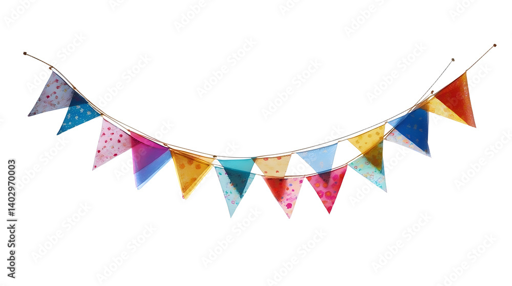 Fototapeta premium Flag Triangles celebration pennant on transparent background