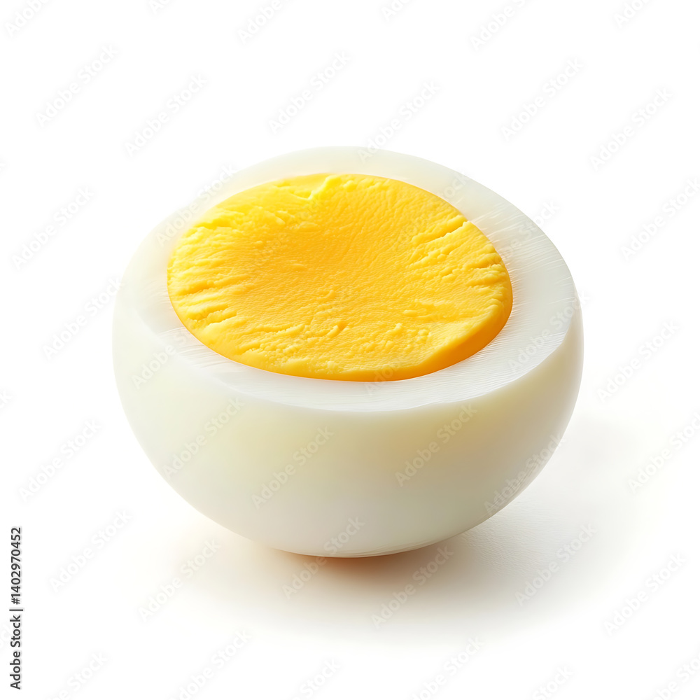 A perfectly boiled egg with a smooth, glossy shell, isolated white background