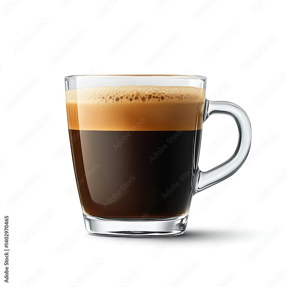 A perfectly brewed cup of coffee with a glossy finish and smooth crema, isolated white background, hyperrealism art style A perfectly brewed cup of coffee with a glossy finish and smooth crema, isolated white background, hyperrealism art style