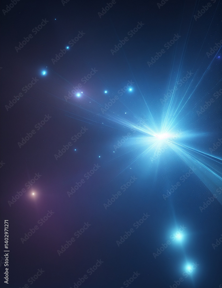 Naklejka premium abstract blue background with stars - abstract blue background with light flashes - Generative AI