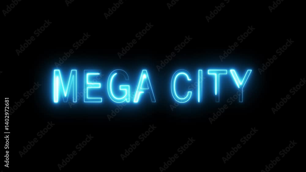 Flickering neon text animation. Glowing text on black background. Flickering neon text animation. Glowing text on black background.