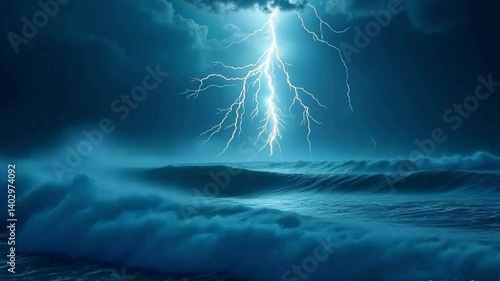 lightning over the sea