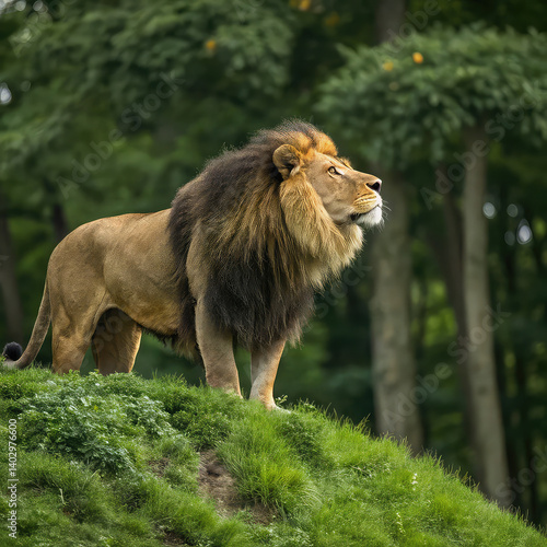 Obraz na płótnie Lion on transparent background, lion in the zoo, lion, lion in the wild w salonie