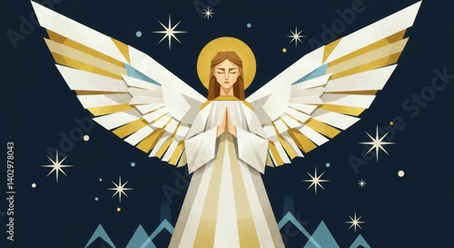 Stylized Holiday Angel Illustration