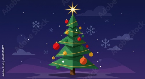 Wallpaper Mural Stylized Christmas Tree Illustration Torontodigital.ca