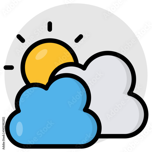 A unique design icon of partly cloudy day 