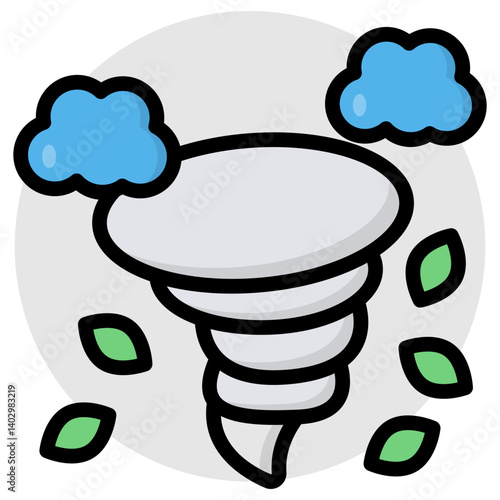 A flat design icon of typhoon 