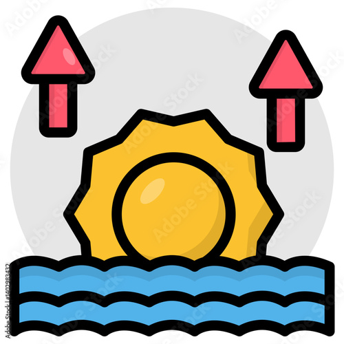 An eye catching icon of sunrise in flat design 