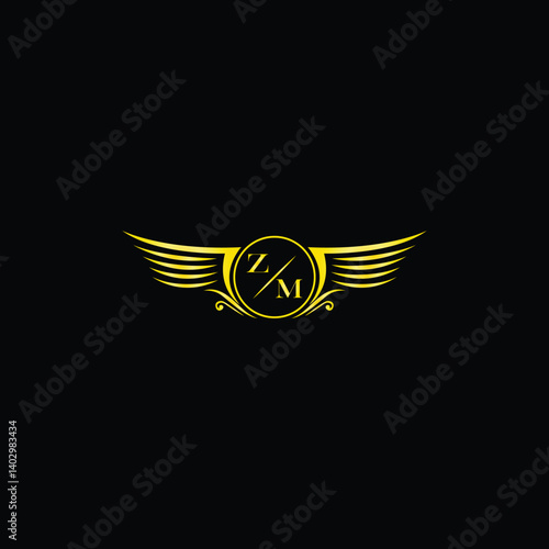 Luxury Winged Badge with Monogram