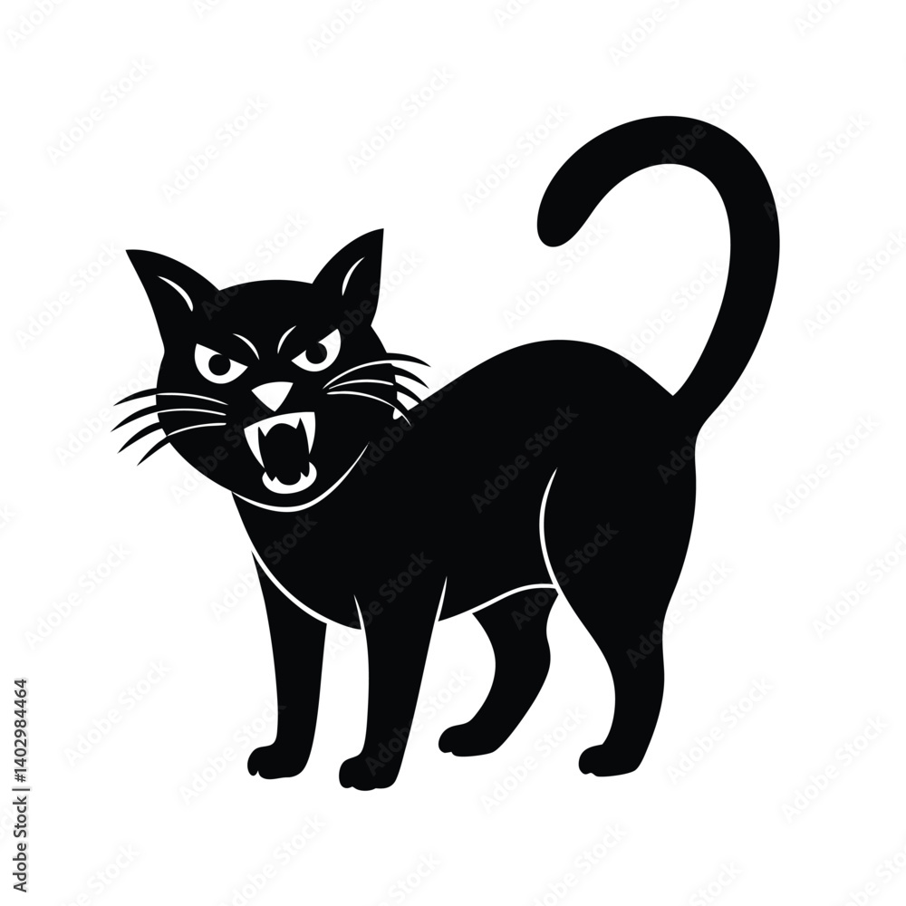 angry cat arched back vector silhouette angry cat arched back vector silhouette