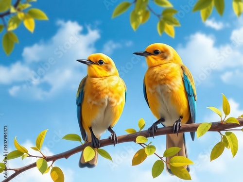 pair of yellow parrots