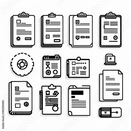 クリップボードと業務書類のアイコンコレクション｜Clipboard and Work Document Icon Collection