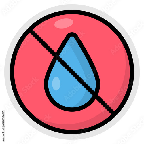 Flat design icon of no water