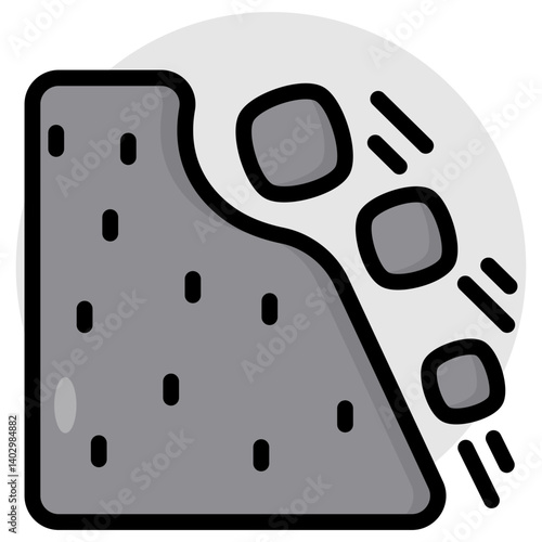 A flat design icon of landslide 