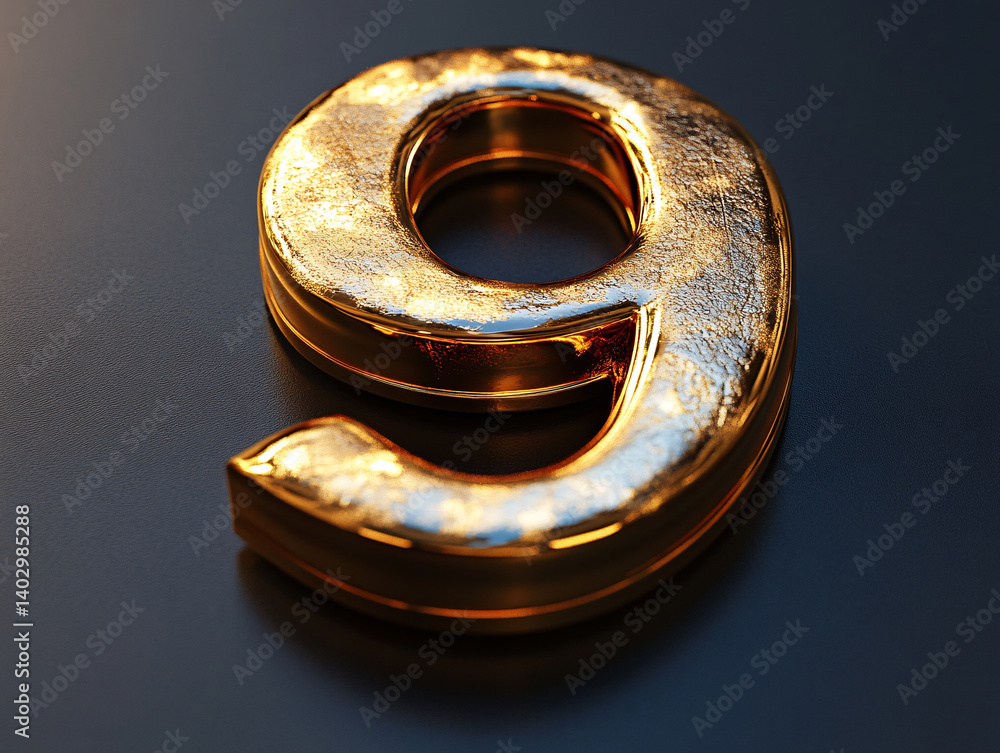 a metallic, glowing number a metallic, glowing number