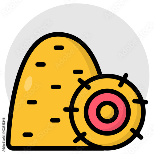 A flat design icon of haybale 