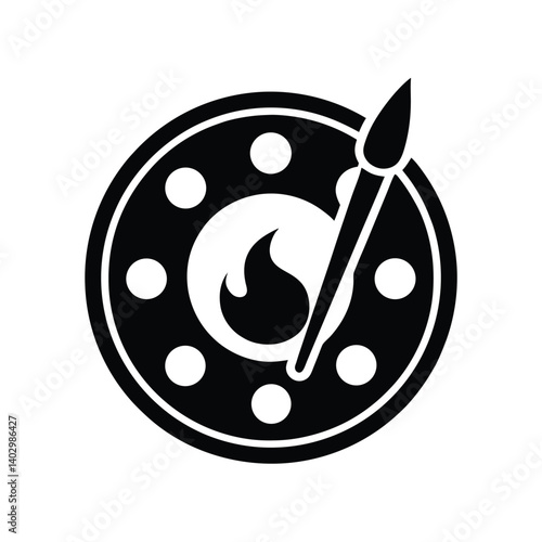 art class logo with palette and brush icon 