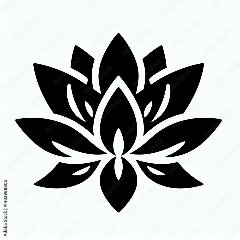 Stylized Lotus Flower Icon Design suitable for marketing material Stylized Lotus Flower Icon Design suitable for marketing material
