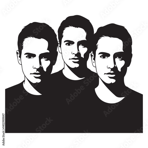 Vector Black silhouettes visages set. with white background